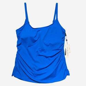 La Blanca Women's Plus Size 20W Blue Ruched Tankini Swim Top NWT
